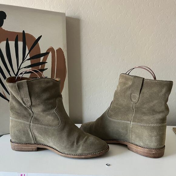 Isabel Marant Crisi Olive Green Suede Leather Ankle Boots‎ Women’s Size 37 - Picture 4 of 7